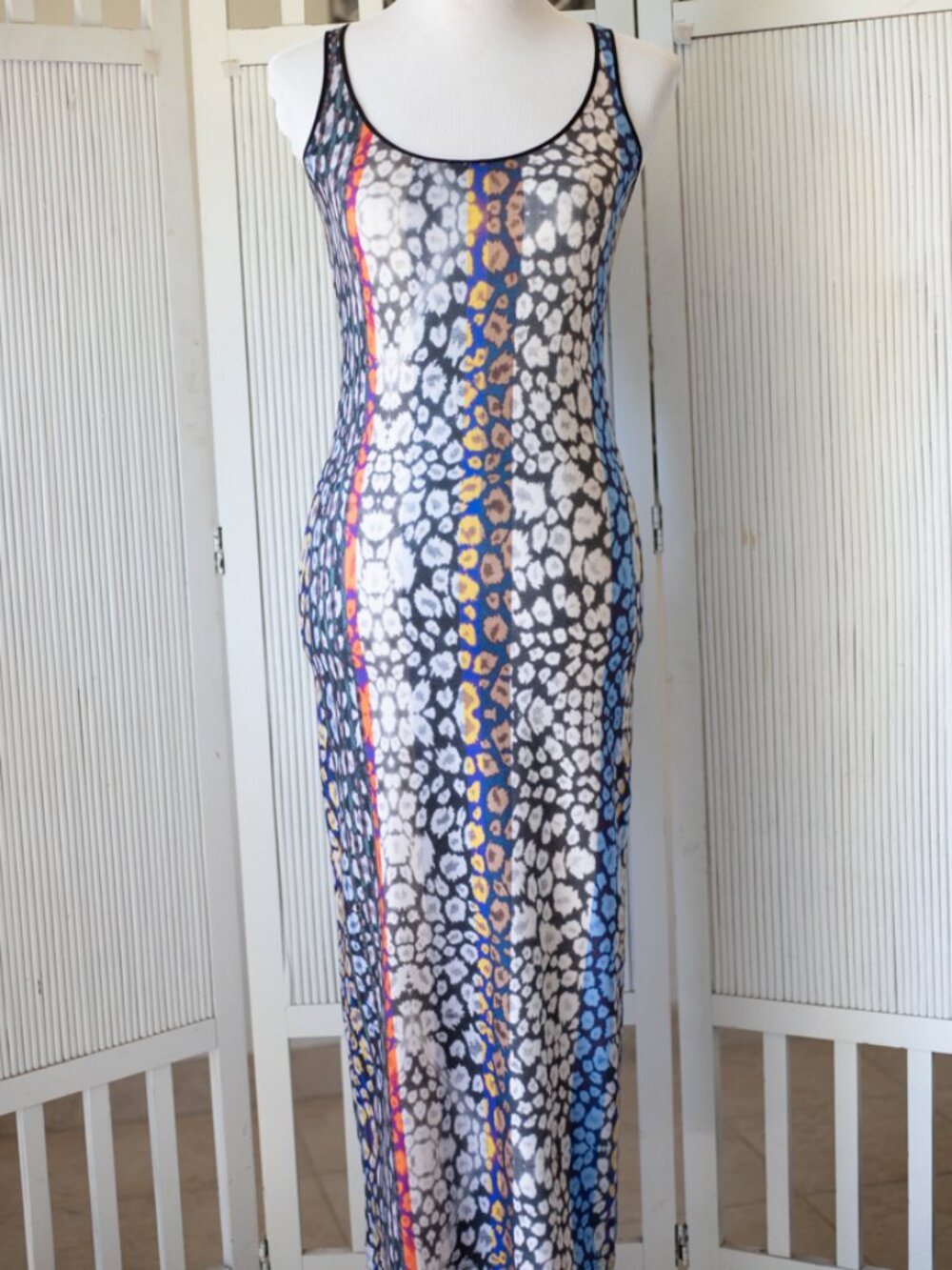Clover Canyon Printed Maxi Dress Women's XS Sleeveless Stretch Bodycon Colorful
